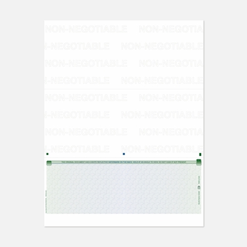 8 1/2" x 11" Secure Check - Bottom, GREEN/BLUE/GREEN