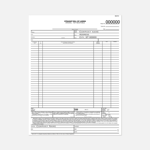 8-1/2" x 11" 3-Part Carbonless Glue Line Set - Bill Of Lading