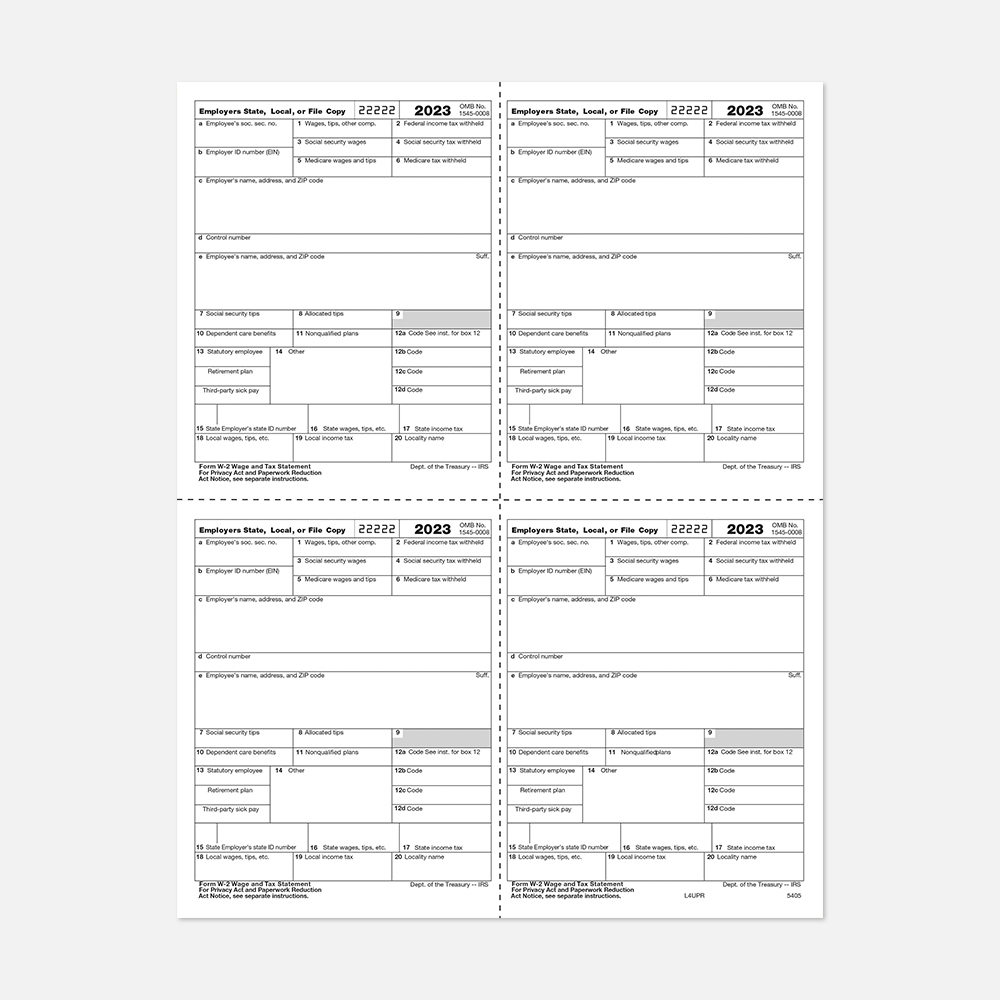 W2 Tax Forms L4UPR500-1