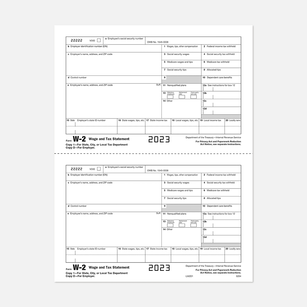 W2 Tax Forms LW2D1-1