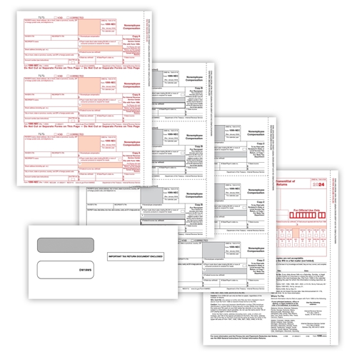 1099-NEC 3-part Laser Form with Self-Seal Envelope (Pack of 50)