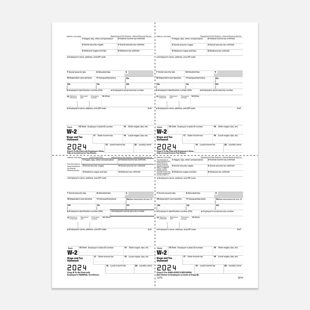 W2 Tax Forms L275-1