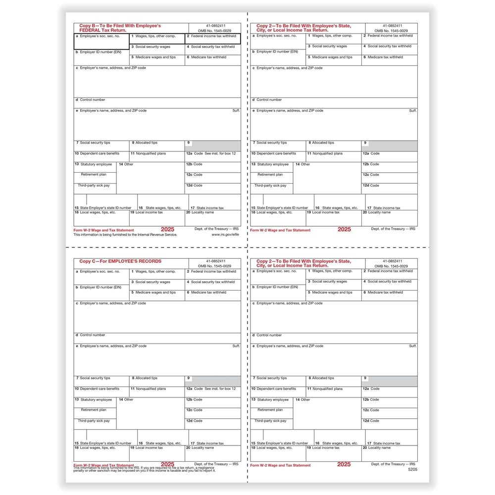 W2 Tax Forms L4UP500-1
