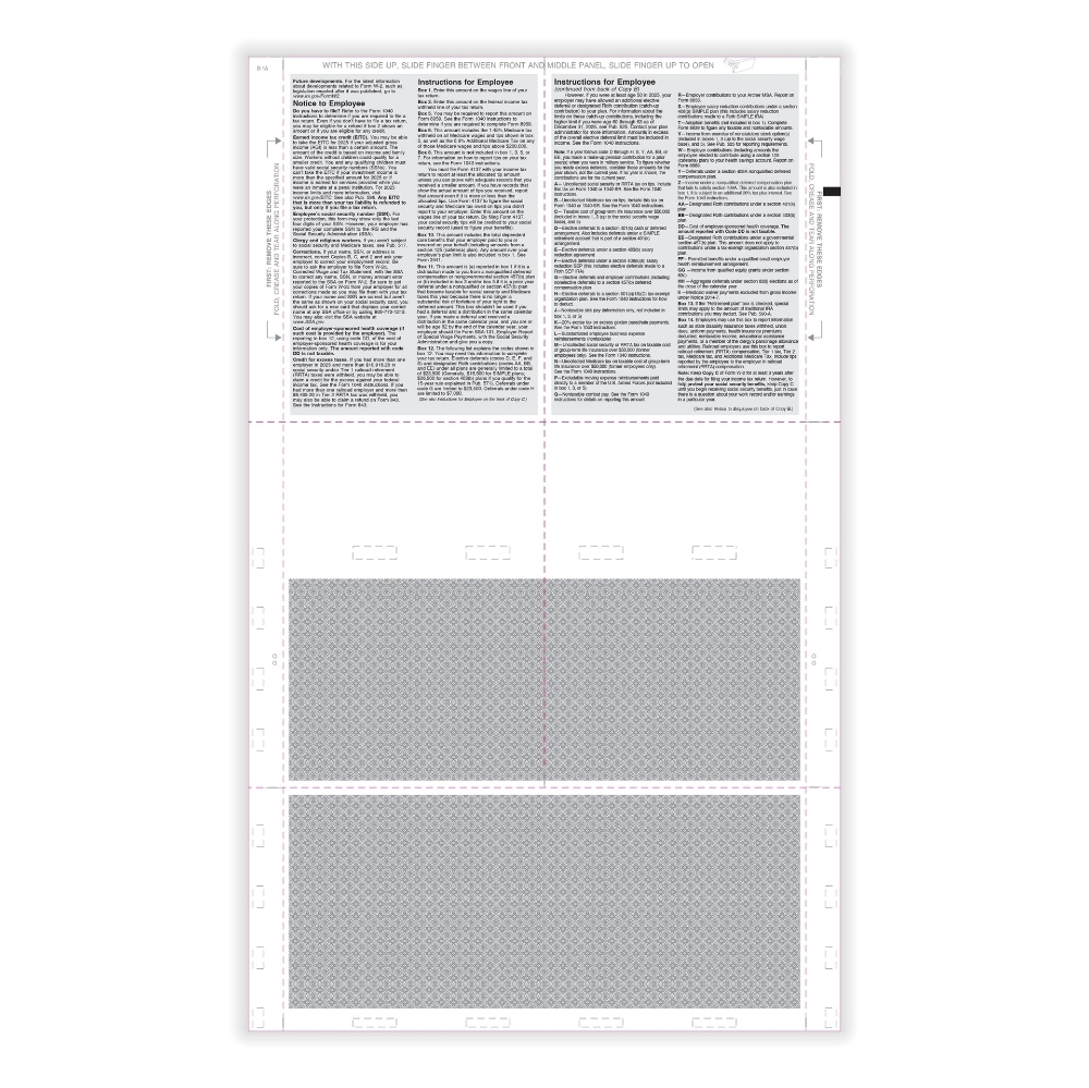 W-2 4-Corner Forms with Instructions and EZ Fold | Shop Taylor