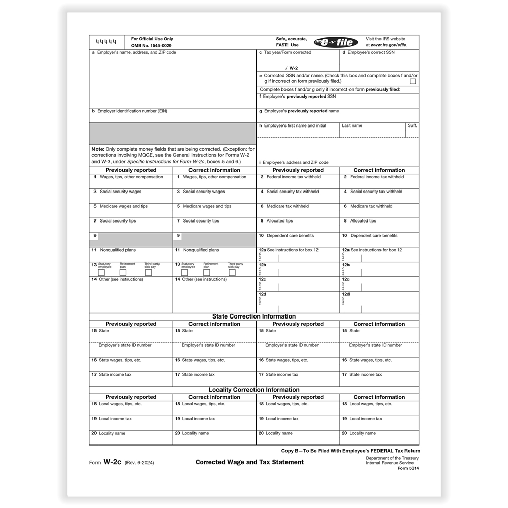 W2 Tax Forms LW2CB-1
