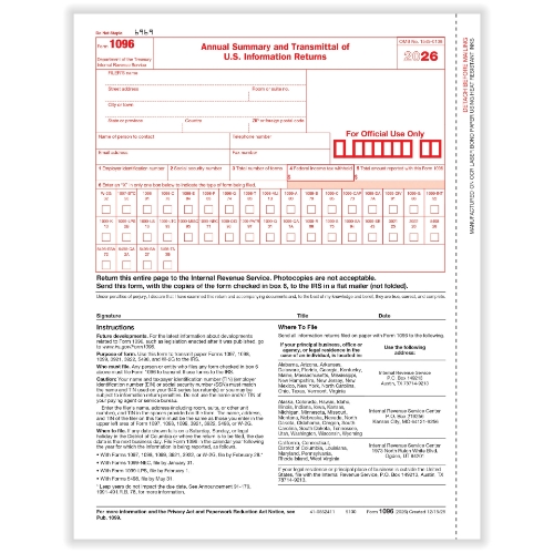 1096 Laser Transmittal & Annual Summary Form