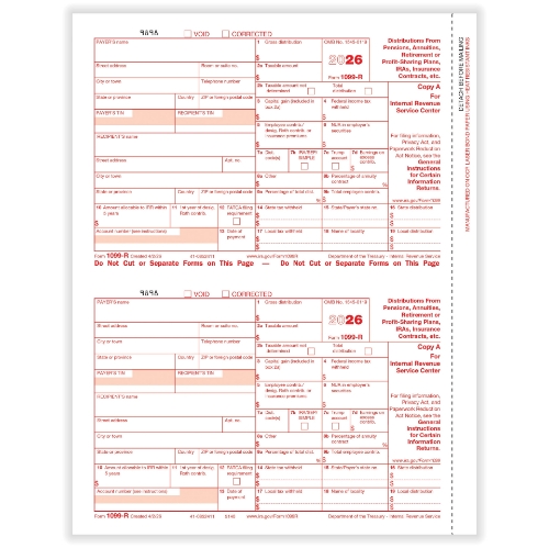 Official IRS 1099-R Copy A Forms