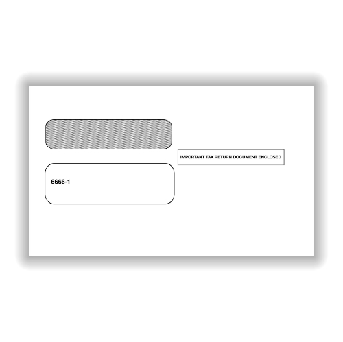 Double-Window Gummed Envelopes for 2-Up W-2 Forms