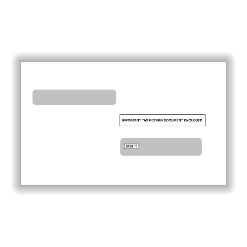 Double-Window Gummed Envelopes for W-2 4-Up Box Forms (500 Envelopes)