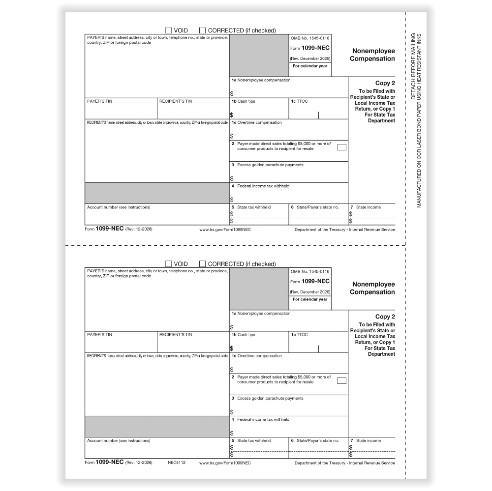 Pre-printed 1099 NEC copy 2/1, 50