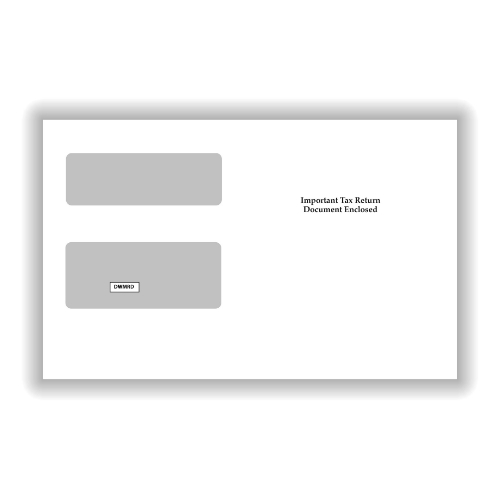 Double-Window Gummed Envelopes for 2-Up 1099 Tax Forms (100 Envelopes)